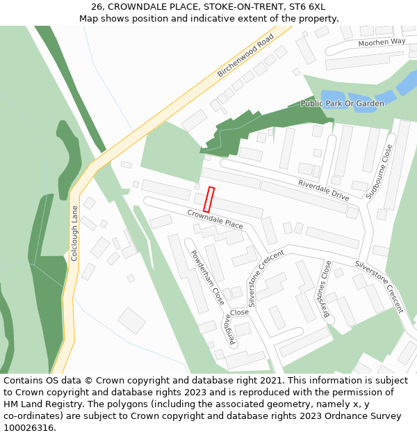 26, CROWNDALE PLACE, STOKE-ON-TRENT, ST6 6XL: Location map and indicative extent of plot