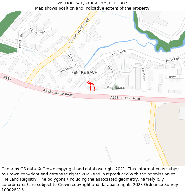 26, DOL ISAF, WREXHAM, LL11 3DX: Location map and indicative extent of plot