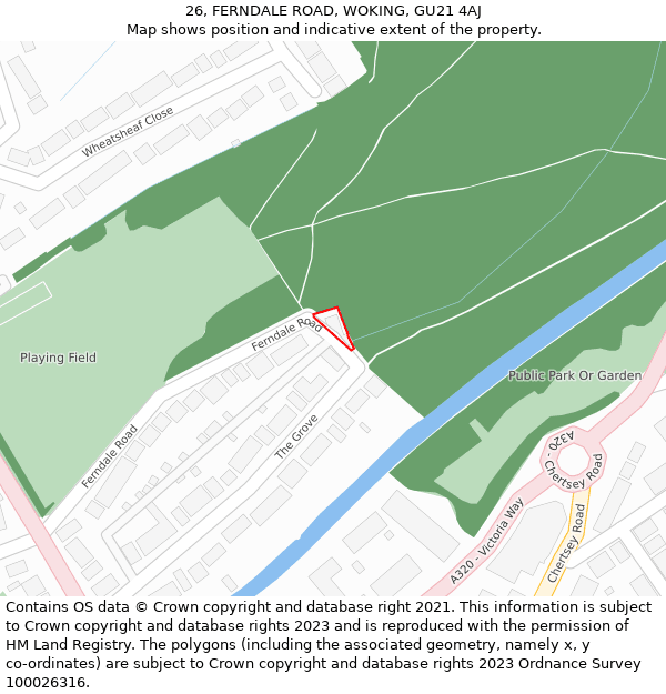 26, FERNDALE ROAD, WOKING, GU21 4AJ: Location map and indicative extent of plot