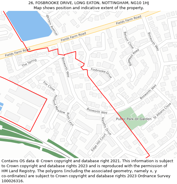 26, FOSBROOKE DRIVE, LONG EATON, NOTTINGHAM, NG10 1HJ: Location map and indicative extent of plot