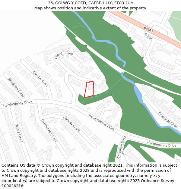 26, GOLWG Y COED, CAERPHILLY, CF83 2UA: Location map and indicative extent of plot