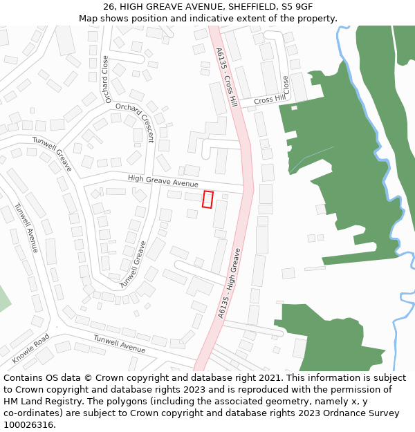 26, HIGH GREAVE AVENUE, SHEFFIELD, S5 9GF: Location map and indicative extent of plot