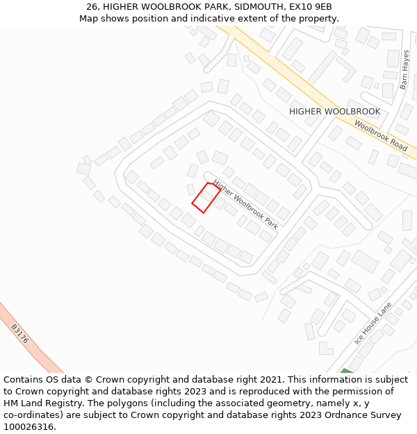 26, HIGHER WOOLBROOK PARK, SIDMOUTH, EX10 9EB: Location map and indicative extent of plot