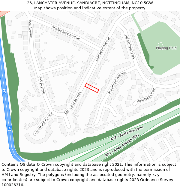 26, LANCASTER AVENUE, SANDIACRE, NOTTINGHAM, NG10 5GW: Location map and indicative extent of plot