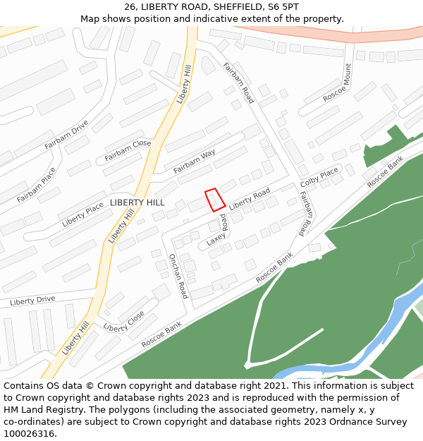 26, LIBERTY ROAD, SHEFFIELD, S6 5PT: Location map and indicative extent of plot