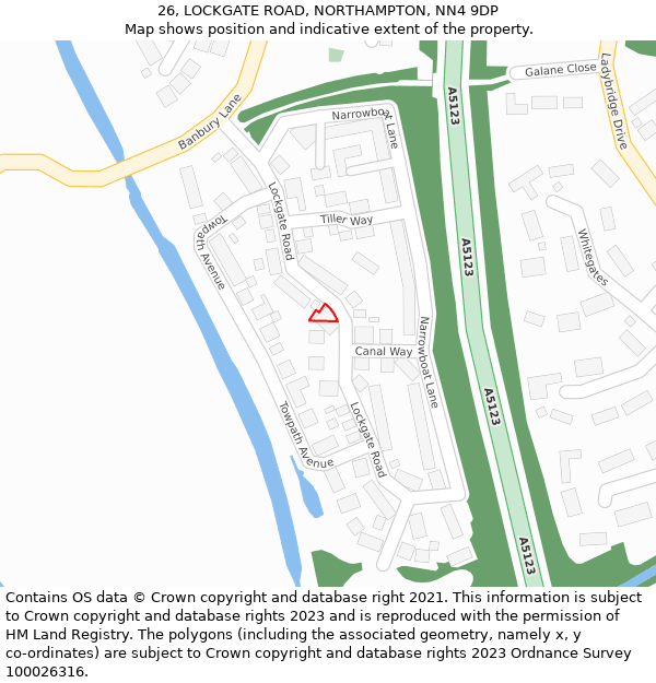 26, LOCKGATE ROAD, NORTHAMPTON, NN4 9DP: Location map and indicative extent of plot