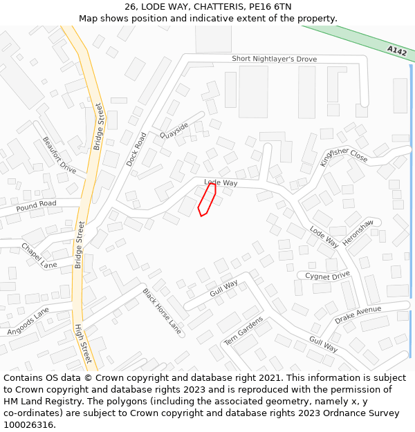 26, LODE WAY, CHATTERIS, PE16 6TN: Location map and indicative extent of plot
