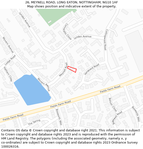 26, MEYNELL ROAD, LONG EATON, NOTTINGHAM, NG10 1AF: Location map and indicative extent of plot