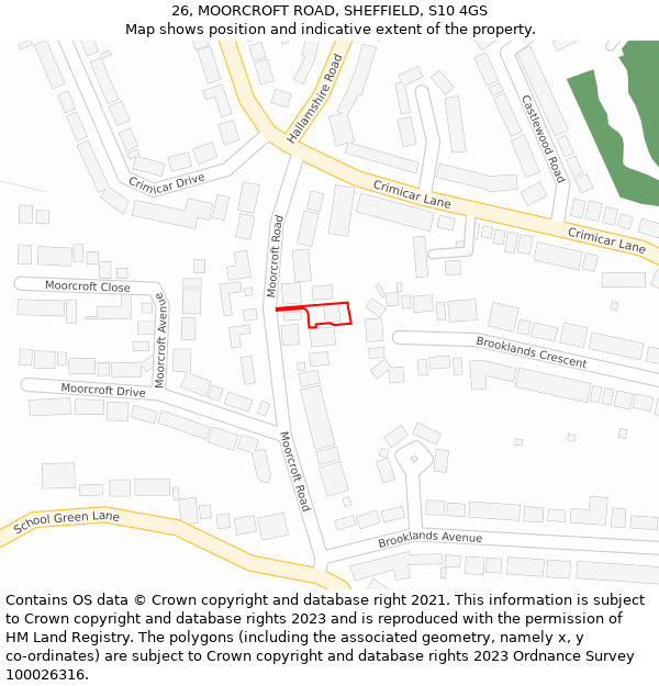 26, MOORCROFT ROAD, SHEFFIELD, S10 4GS: Location map and indicative extent of plot