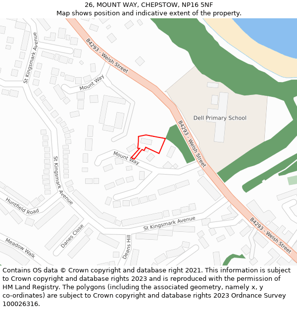 26, MOUNT WAY, CHEPSTOW, NP16 5NF: Location map and indicative extent of plot