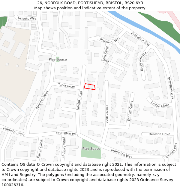 26, NORFOLK ROAD, PORTISHEAD, BRISTOL, BS20 6YB: Location map and indicative extent of plot
