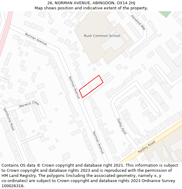 26, NORMAN AVENUE, ABINGDON, OX14 2HJ: Location map and indicative extent of plot