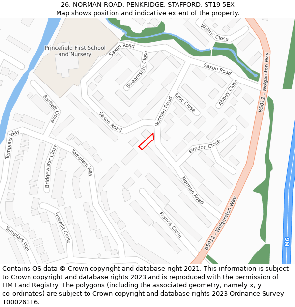 26, NORMAN ROAD, PENKRIDGE, STAFFORD, ST19 5EX: Location map and indicative extent of plot