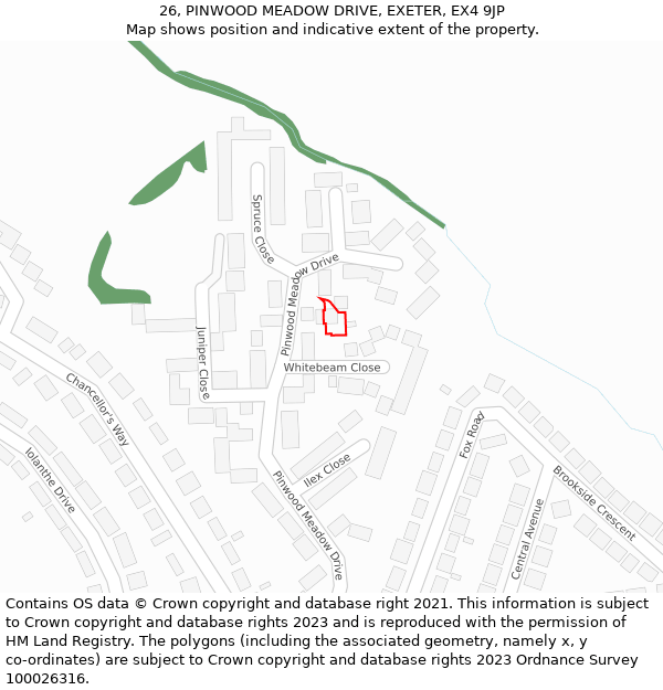 26, PINWOOD MEADOW DRIVE, EXETER, EX4 9JP: Location map and indicative extent of plot