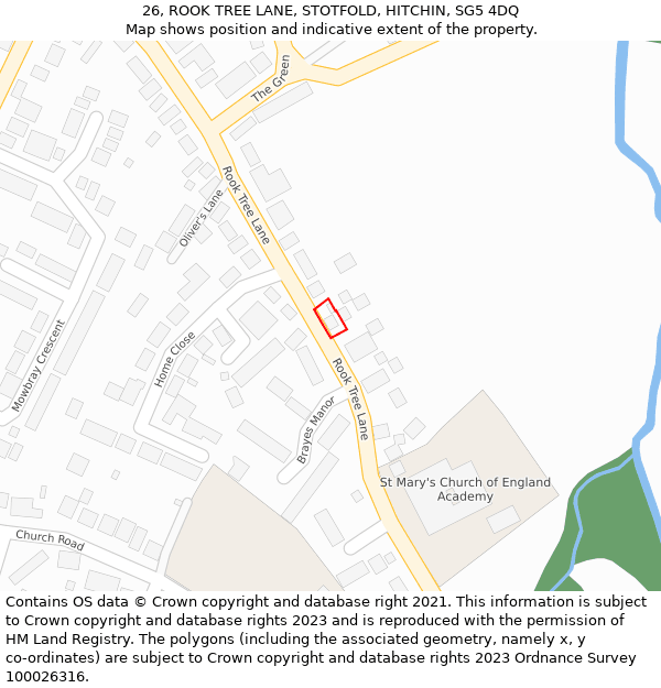 26, ROOK TREE LANE, STOTFOLD, HITCHIN, SG5 4DQ: Location map and indicative extent of plot
