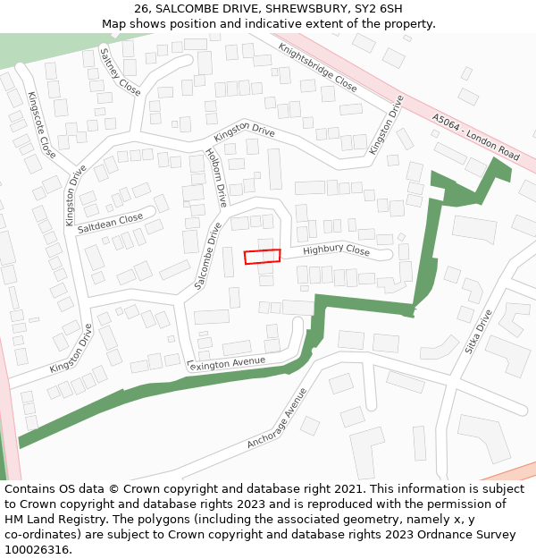 26, SALCOMBE DRIVE, SHREWSBURY, SY2 6SH: Location map and indicative extent of plot