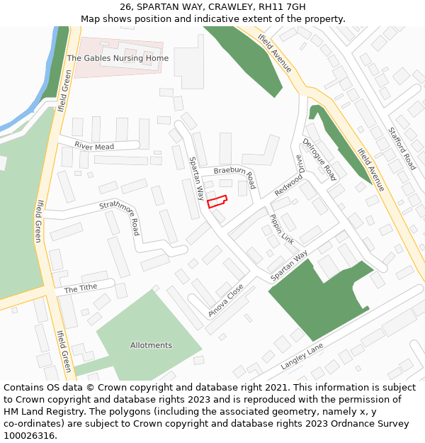 26, SPARTAN WAY, CRAWLEY, RH11 7GH: Location map and indicative extent of plot