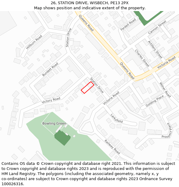 26, STATION DRIVE, WISBECH, PE13 2PX: Location map and indicative extent of plot