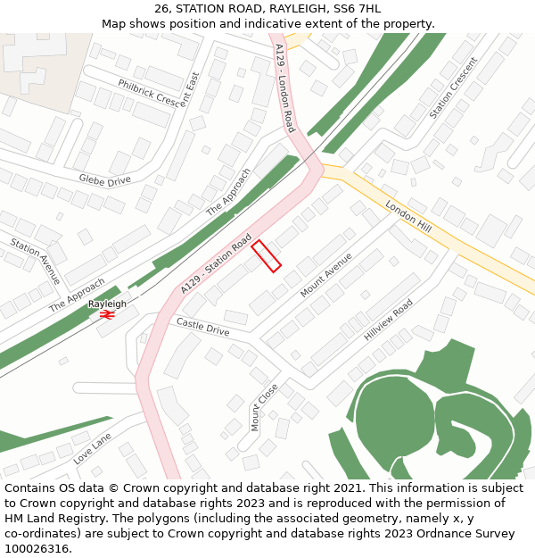 26, STATION ROAD, RAYLEIGH, SS6 7HL: Location map and indicative extent of plot