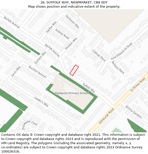 26, SUFFOLK WAY, NEWMARKET, CB8 0DY: Location map and indicative extent of plot