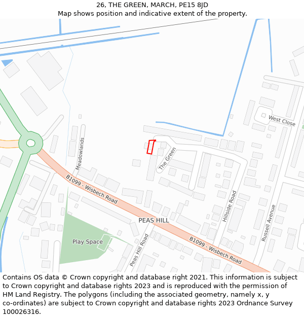 26, THE GREEN, MARCH, PE15 8JD: Location map and indicative extent of plot