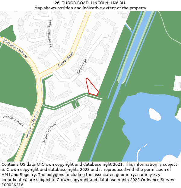 26, TUDOR ROAD, LINCOLN, LN6 3LL: Location map and indicative extent of plot
