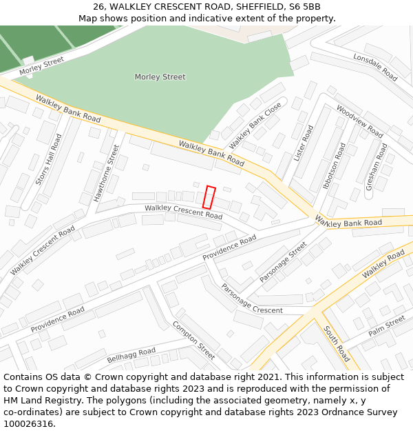 26, WALKLEY CRESCENT ROAD, SHEFFIELD, S6 5BB: Location map and indicative extent of plot
