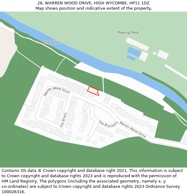 26, WARREN WOOD DRIVE, HIGH WYCOMBE, HP11 1DZ: Location map and indicative extent of plot