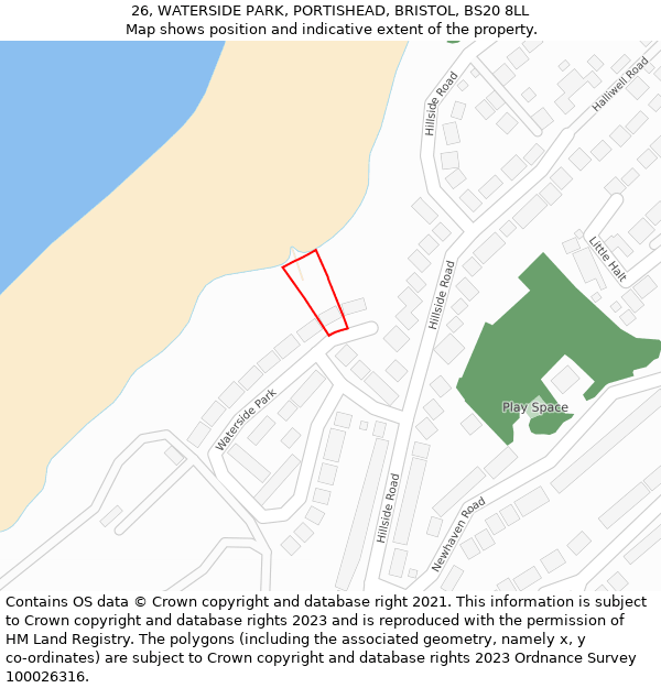 26, WATERSIDE PARK, PORTISHEAD, BRISTOL, BS20 8LL: Location map and indicative extent of plot