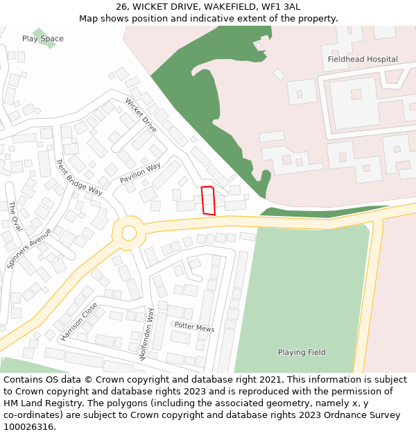 26, WICKET DRIVE, WAKEFIELD, WF1 3AL: Location map and indicative extent of plot