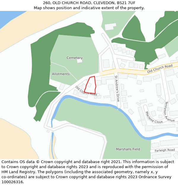 260, OLD CHURCH ROAD, CLEVEDON, BS21 7UF: Location map and indicative extent of plot