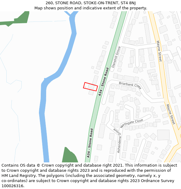 260, STONE ROAD, STOKE-ON-TRENT, ST4 8NJ: Location map and indicative extent of plot