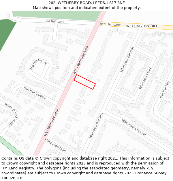 262, WETHERBY ROAD, LEEDS, LS17 8NE: Location map and indicative extent of plot