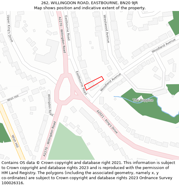 262, WILLINGDON ROAD, EASTBOURNE, BN20 9JR: Location map and indicative extent of plot