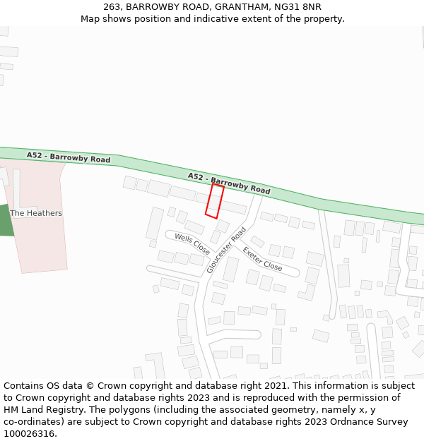 263, BARROWBY ROAD, GRANTHAM, NG31 8NR: Location map and indicative extent of plot