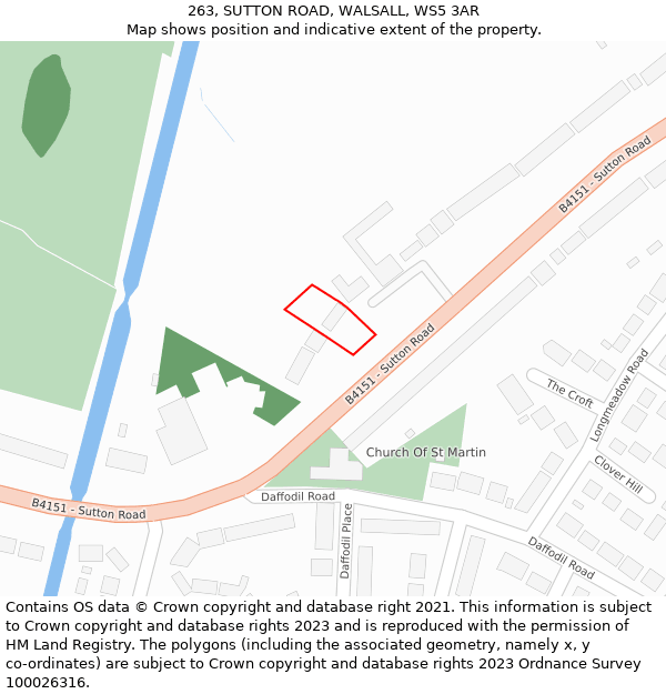 263, SUTTON ROAD, WALSALL, WS5 3AR: Location map and indicative extent of plot