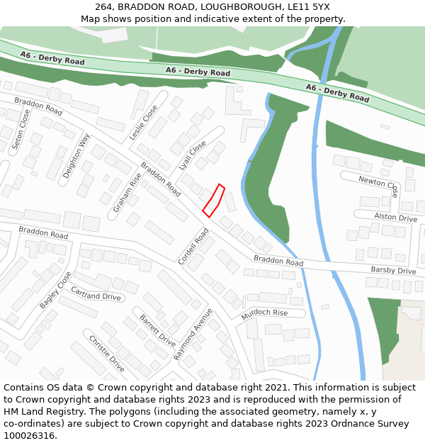 264, BRADDON ROAD, LOUGHBOROUGH, LE11 5YX: Location map and indicative extent of plot
