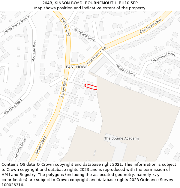 264B, KINSON ROAD, BOURNEMOUTH, BH10 5EP: Location map and indicative extent of plot