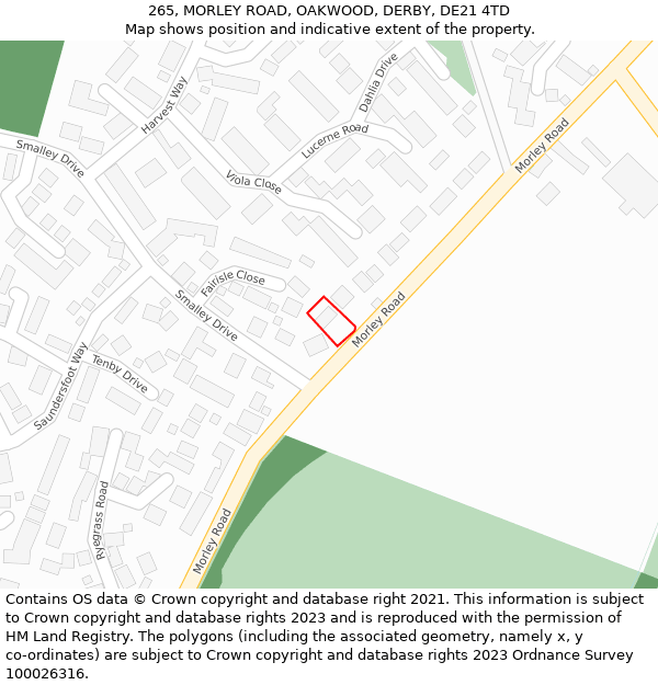 265, MORLEY ROAD, OAKWOOD, DERBY, DE21 4TD: Location map and indicative extent of plot
