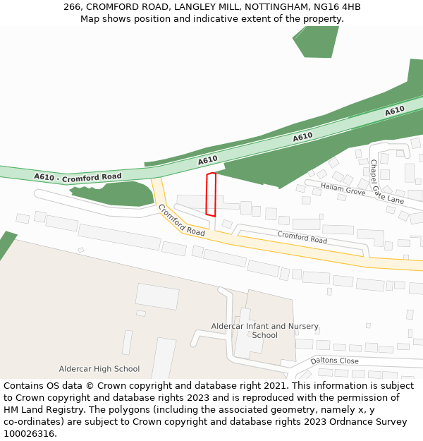 266, CROMFORD ROAD, LANGLEY MILL, NOTTINGHAM, NG16 4HB: Location map and indicative extent of plot