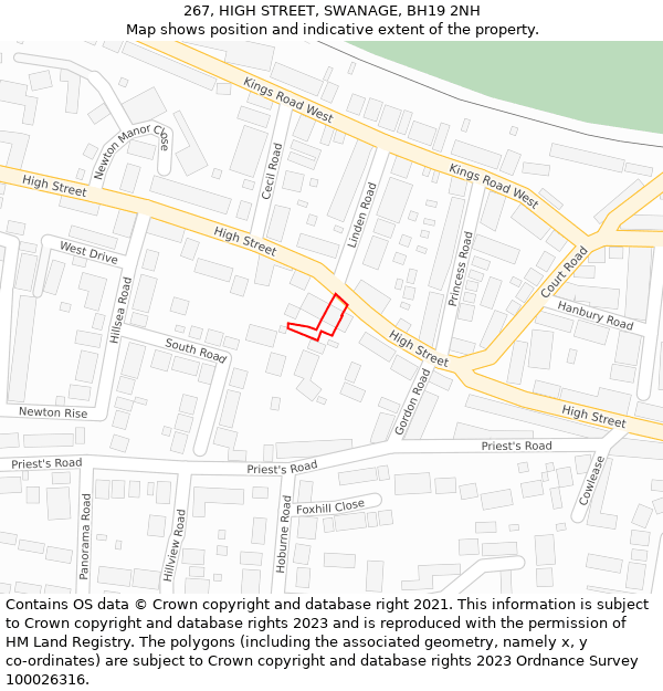 267, HIGH STREET, SWANAGE, BH19 2NH: Location map and indicative extent of plot