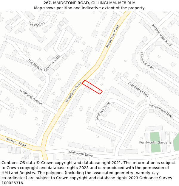 267, MAIDSTONE ROAD, GILLINGHAM, ME8 0HA: Location map and indicative extent of plot