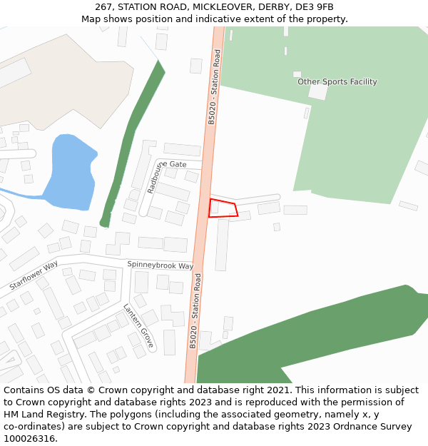 267, STATION ROAD, MICKLEOVER, DERBY, DE3 9FB: Location map and indicative extent of plot
