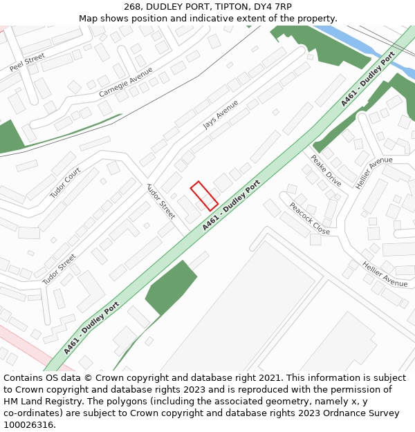 268, DUDLEY PORT, TIPTON, DY4 7RP: Location map and indicative extent of plot