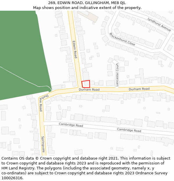 269, EDWIN ROAD, GILLINGHAM, ME8 0JL: Location map and indicative extent of plot