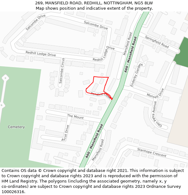 269, MANSFIELD ROAD, REDHILL, NOTTINGHAM, NG5 8LW: Location map and indicative extent of plot