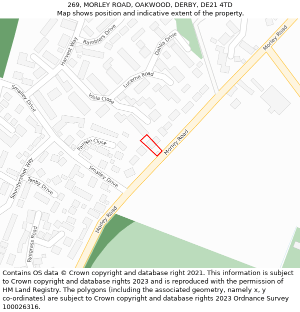 269, MORLEY ROAD, OAKWOOD, DERBY, DE21 4TD: Location map and indicative extent of plot