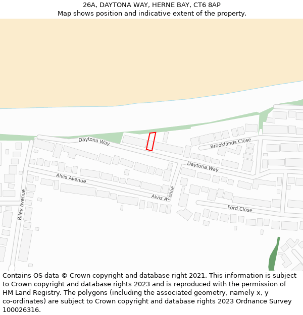 26A, DAYTONA WAY, HERNE BAY, CT6 8AP: Location map and indicative extent of plot