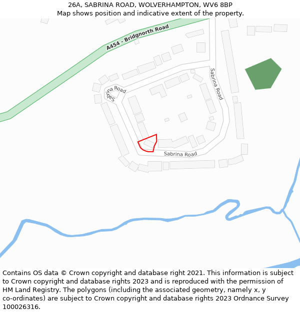 26A, SABRINA ROAD, WOLVERHAMPTON, WV6 8BP: Location map and indicative extent of plot