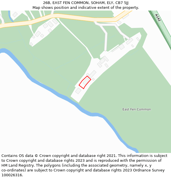 26B, EAST FEN COMMON, SOHAM, ELY, CB7 5JJ: Location map and indicative extent of plot